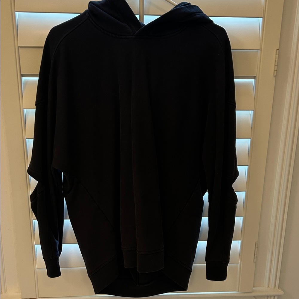 Tibi Black Hoodie cocoon open elbow hooded sweatshirt small
